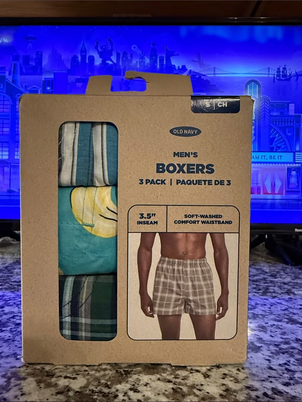 Old Navy Men's 3-Pack Boxers - Teal, Yellow, Green